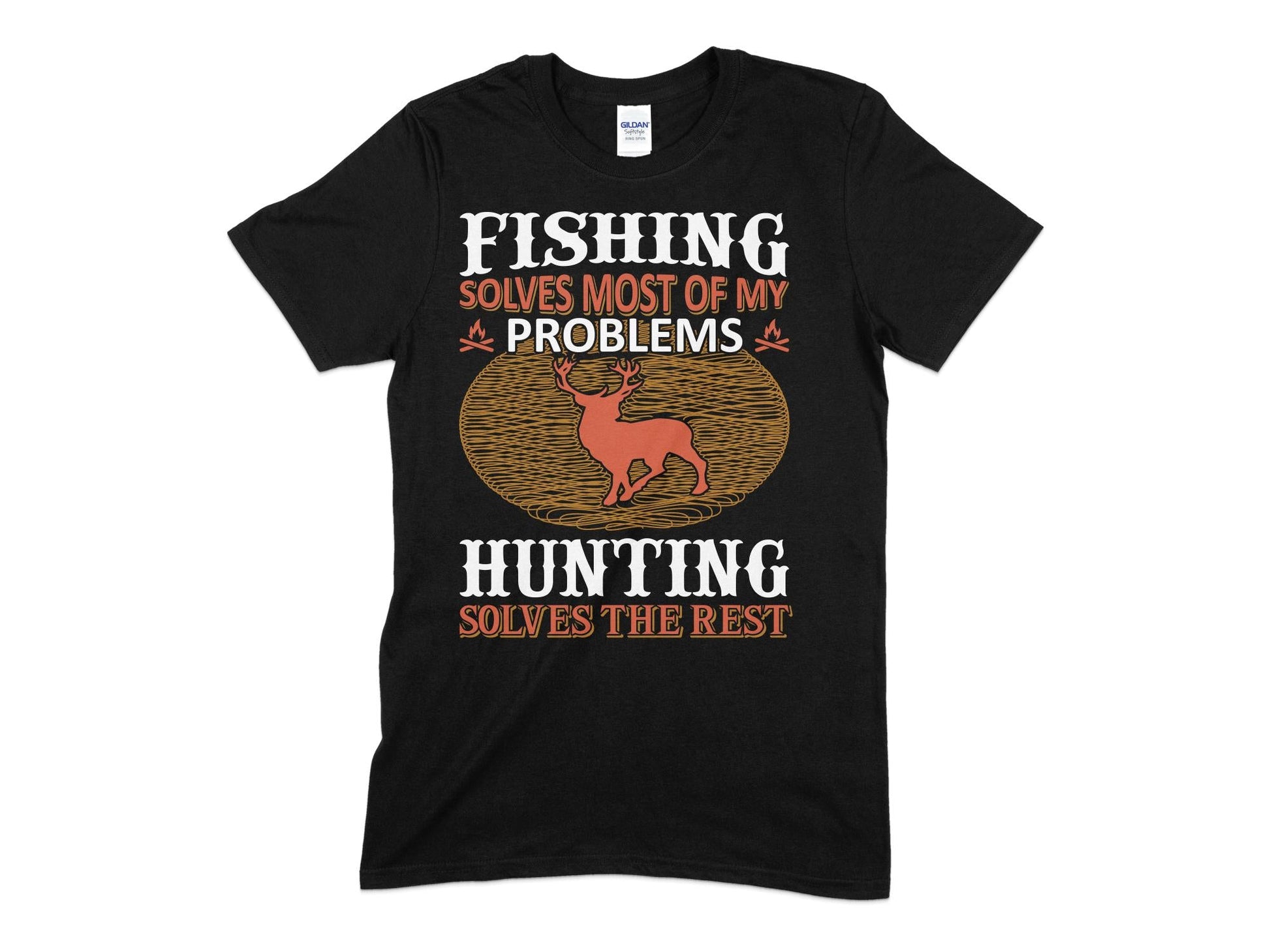 Fishing solves most of my problems hunting solves the rest - Premium t-shirt from MyDesigns - Just $19.95! Shop now at Lees Krazy Teez