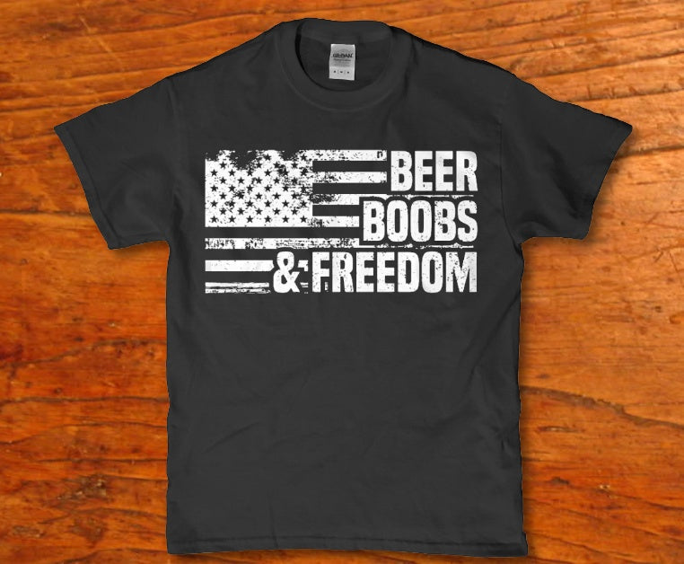 Beer boobs and freedom Men's Patriot t-shirt - Premium t-shirt from MyDesigns - Just $19.95! Shop now at Lees Krazy Teez
