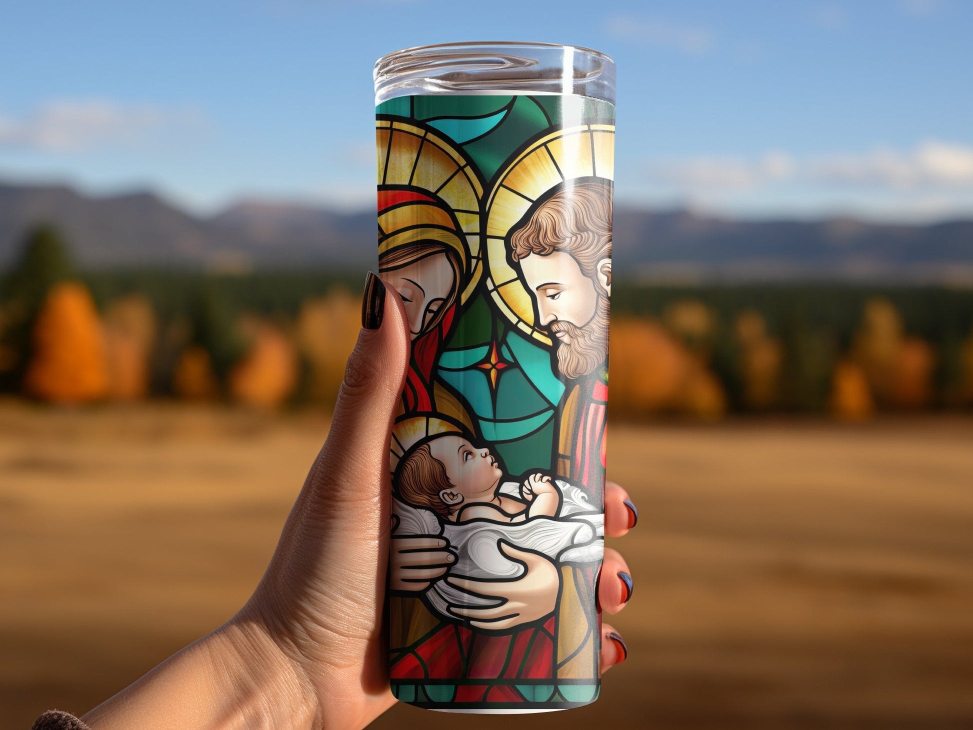 Mary and Jesus skinny tumbler Christmas wrap 20oz tumbler - Premium tumbler from MyDesigns - Just $26.95! Shop now at Lees Krazy Teez