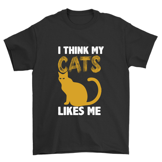 I Think My Cats likes me t-shirt - Premium t-shirt from MyDesigns - Just $19.95! Shop now at Lees Krazy Teez