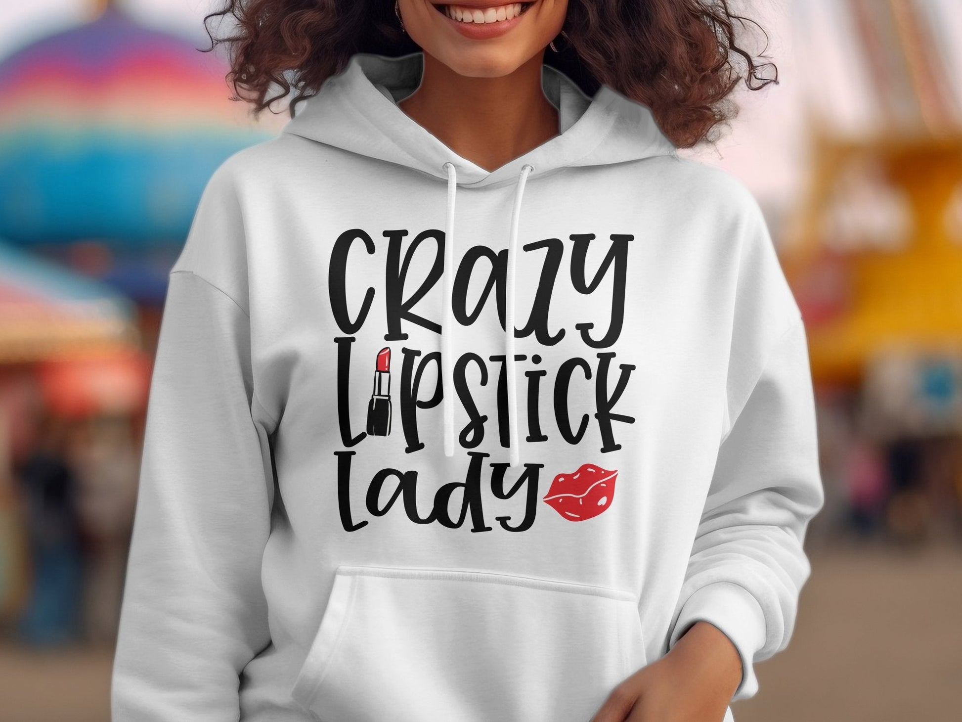 Crazy Lipstick Lady Women's hoodie - Premium Hoodie from MyDesigns - Just $39.95! Shop now at Lees Krazy Teez