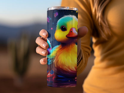 3d Neon Colorful Cute Duck 20oz skinny tumbler - Premium tumbler from MyDesigns - Just $26.95! Shop now at Lees Krazy Teez