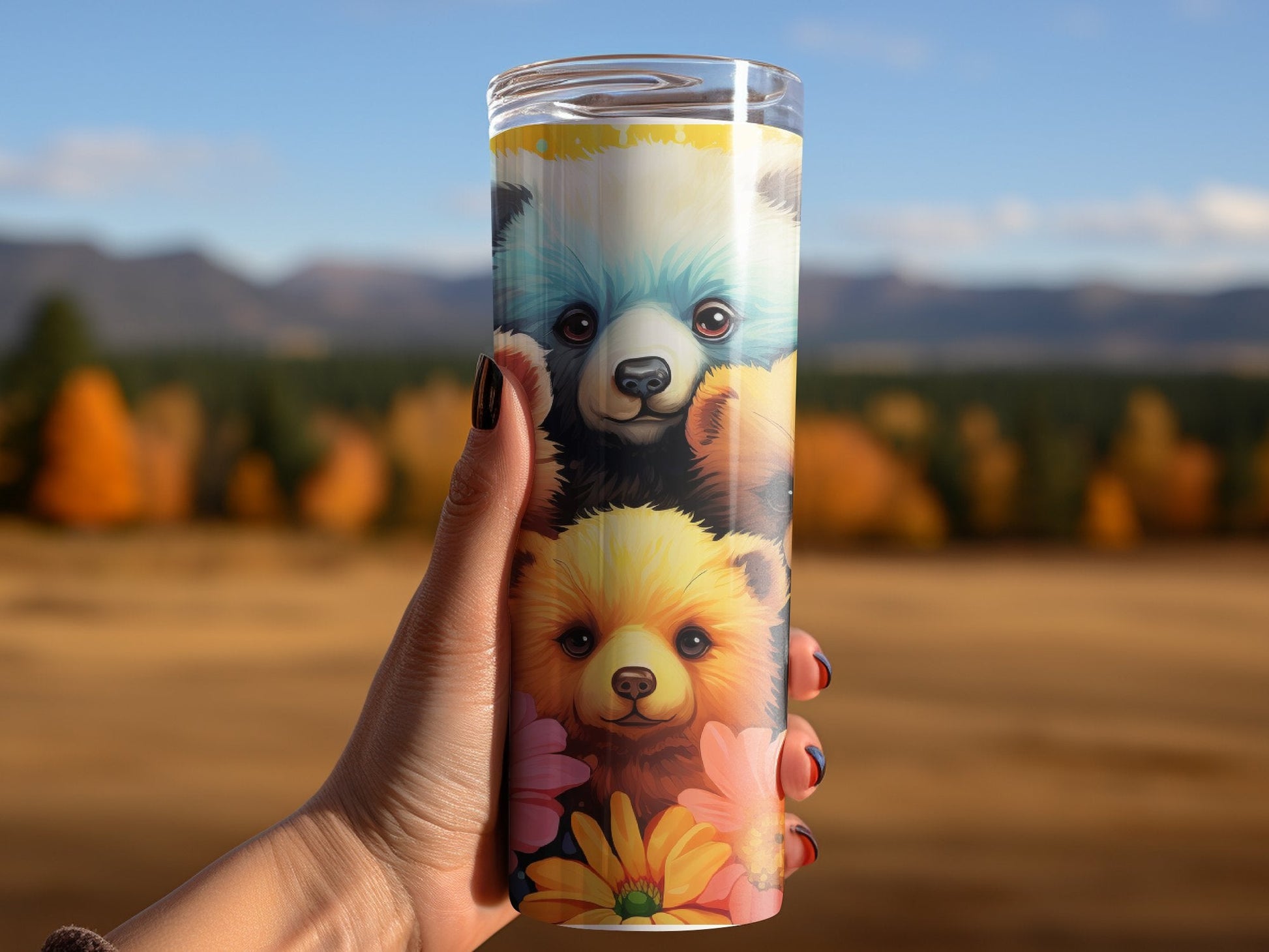 Colorful Cute Baby Three Bears 20oz skinny tumbler - Premium tumbler from MyDesigns - Just $26.95! Shop now at Lees Krazy Teez