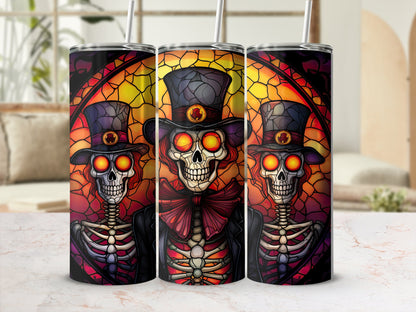 3d evil skeletans horror haunted 20oz skinny tumbler - Premium tumbler from MyDesigns - Just $29.95! Shop now at Lees Krazy Teez