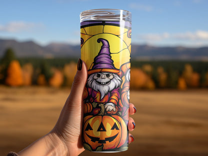 3d Gnomes with pumpkins 20oz skinny tumbler - Premium tumbler from MyDesigns - Just $29.95! Shop now at Lees Krazy Teez