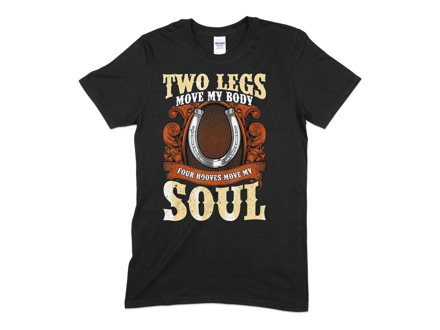 Two Legs Move my body four hooves move my soul - Premium t-shirt from MyDesigns - Just $19.95! Shop now at Lees Krazy Teez