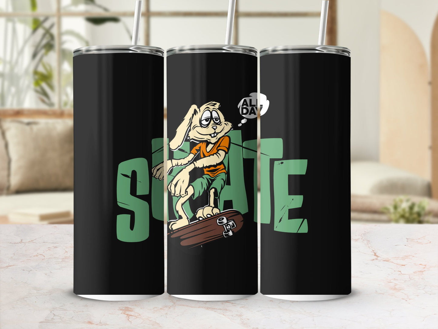 All day skate 3d skinny 20oz skinny tumbler - Premium tumbler from MyDesigns - Just $29.95! Shop now at Lees Krazy Teez