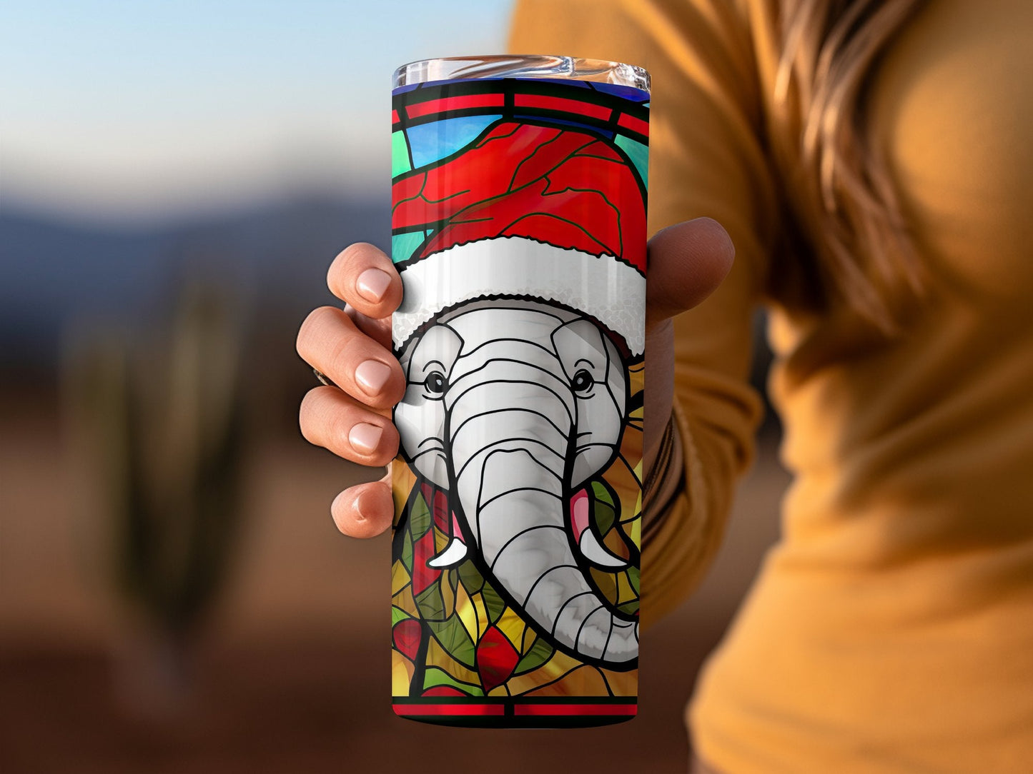 Elephant in santa hat skinny awesome 20oz tumbler - Premium tumbler from MyDesigns - Just $26.95! Shop now at Lees Krazy Teez