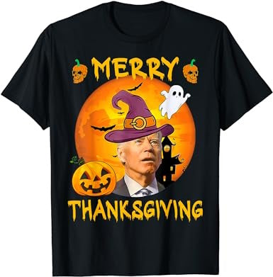 Joe Biden Confused Merry Thanksgiving Funny Halloween 2023 T-Shirt - Premium t-shirt from MyDesigns - Just $16.95! Shop now at Lees Krazy Teez
