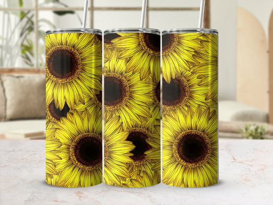 Sunflower 3d sublimation 20oz skinny sublimation tumbler - Premium tumbler from MyDesigns - Just $29.95! Shop now at Lees Krazy Teez