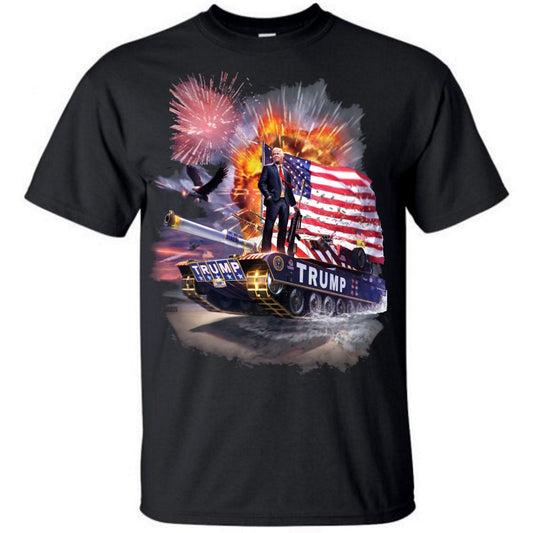 Donald Trump - Standing on top of a tank - Trump 2024 M.A.G.A Men's tee - Premium t-shirt from Lees Krazy Teez - Just $16.95! Shop now at Lees Krazy Teez