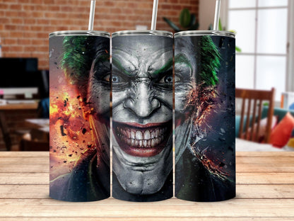 3D Joker Halloween horror awesome 20oz tumbler - Premium tumbler from MyDesigns - Just $29.95! Shop now at Lees Krazy Teez