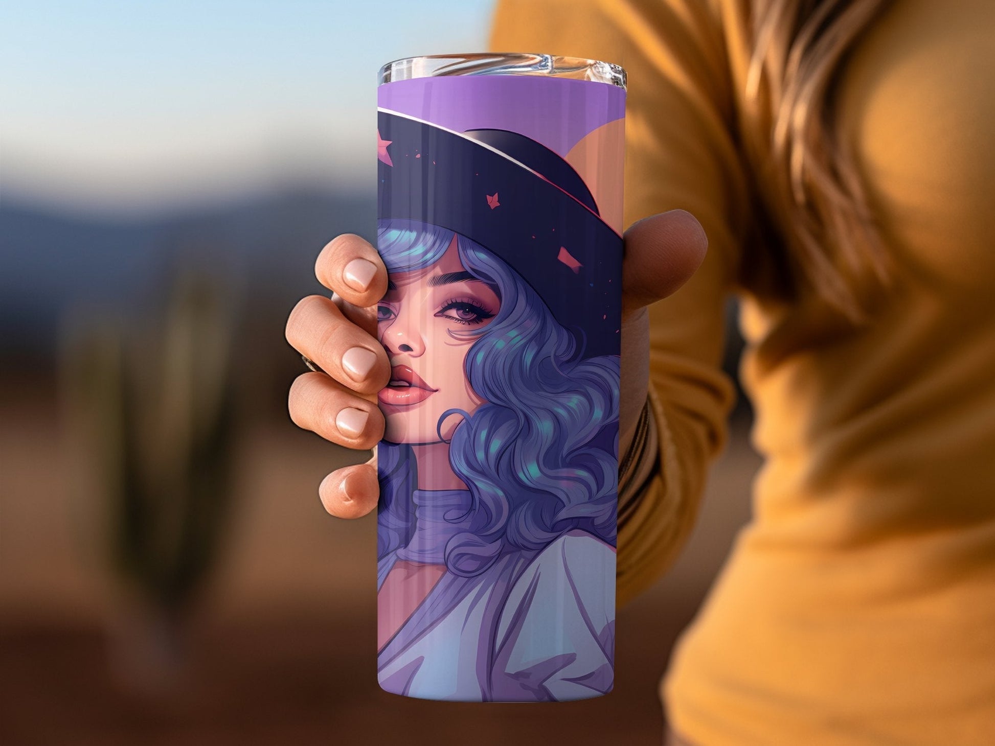 Witch Woman with blue hair 20oz skinny sublimation tumbler - Premium tumbler from MyDesigns - Just $29.95! Shop now at Lees Krazy Teez