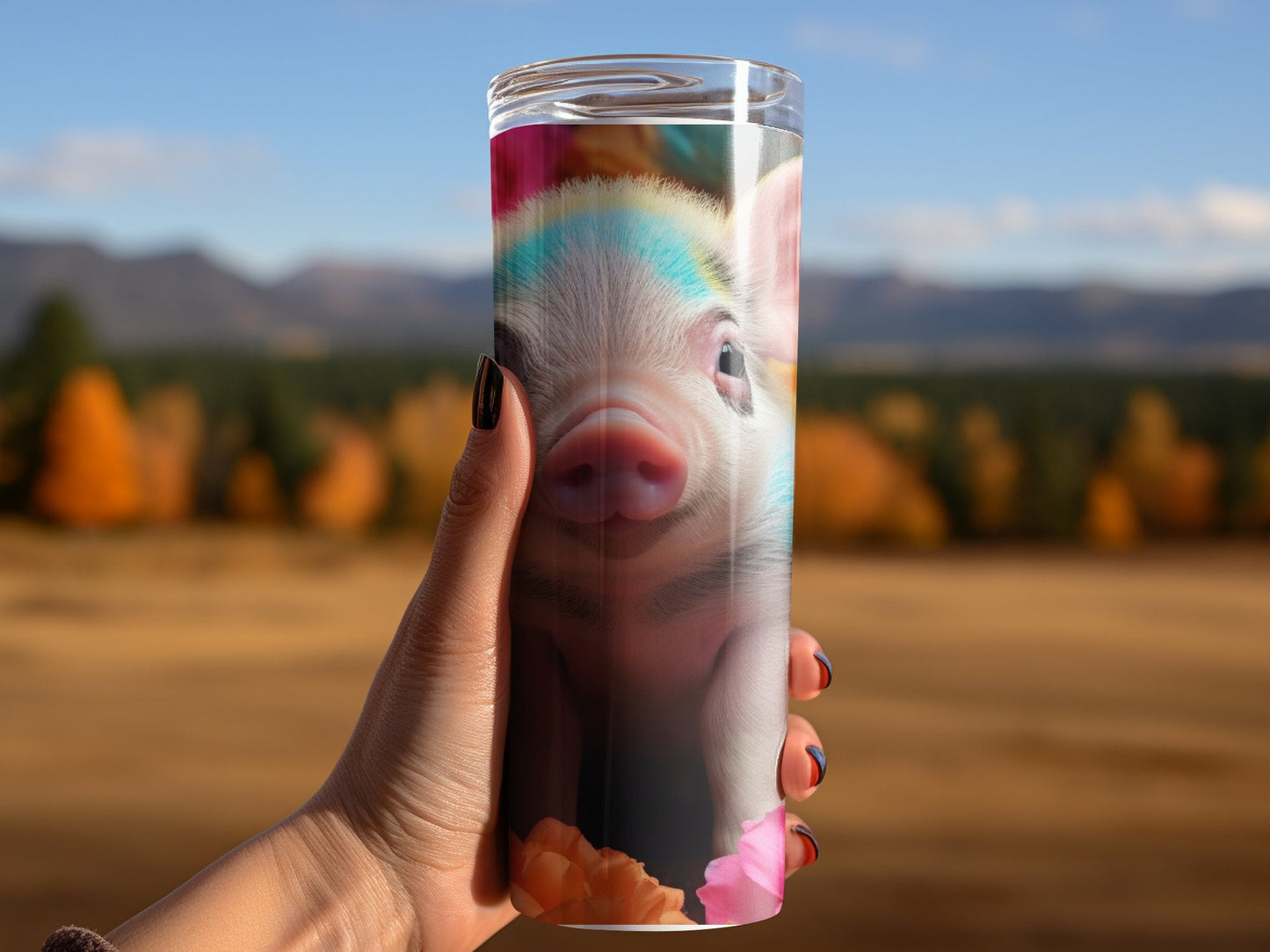 3d Neon Baby Pig 20 Oz 20oz skinny tumbler - Premium tumbler from MyDesigns - Just $26.95! Shop now at Lees Krazy Teez