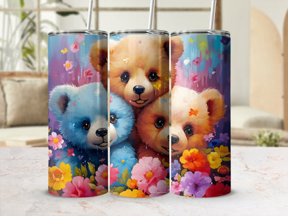 Colorful Cute Baby Three Bears 20oz skinny tumbler - Premium tumbler from MyDesigns - Just $26.95! Shop now at Lees Krazy Teez