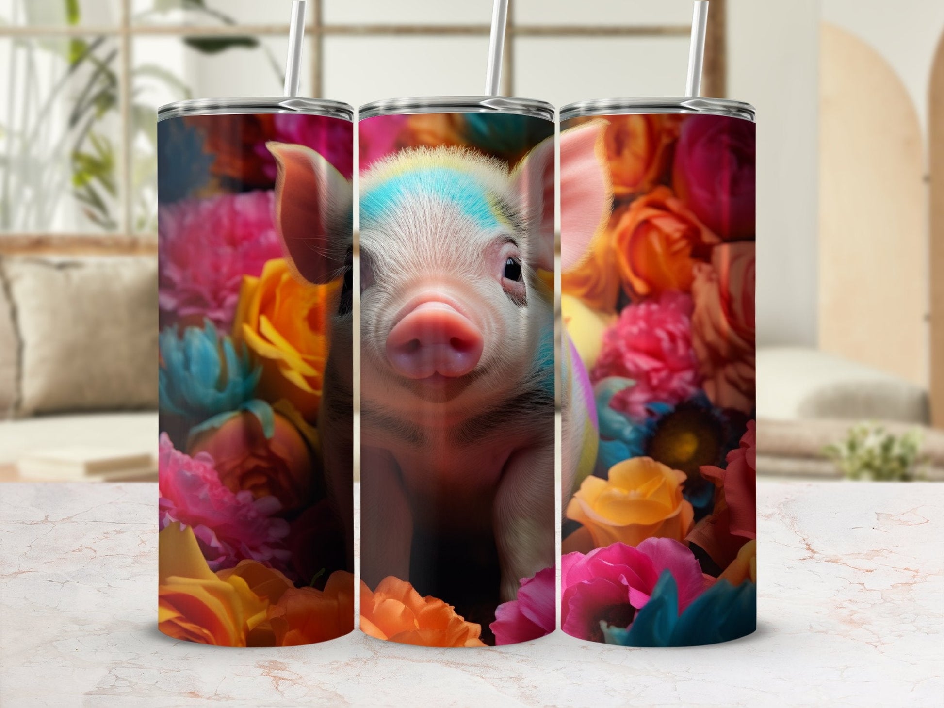 3d Neon Baby Pig 20 Oz 20oz skinny tumbler - Premium tumbler from MyDesigns - Just $26.95! Shop now at Lees Krazy Teez