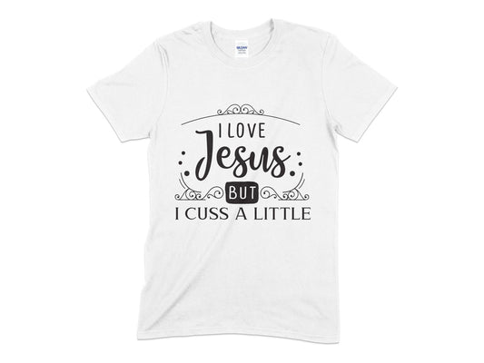 I love Jesus but i cuss a little t-shirt - Premium t-shirt from MyDesigns - Just $18.95! Shop now at Lees Krazy Teez
