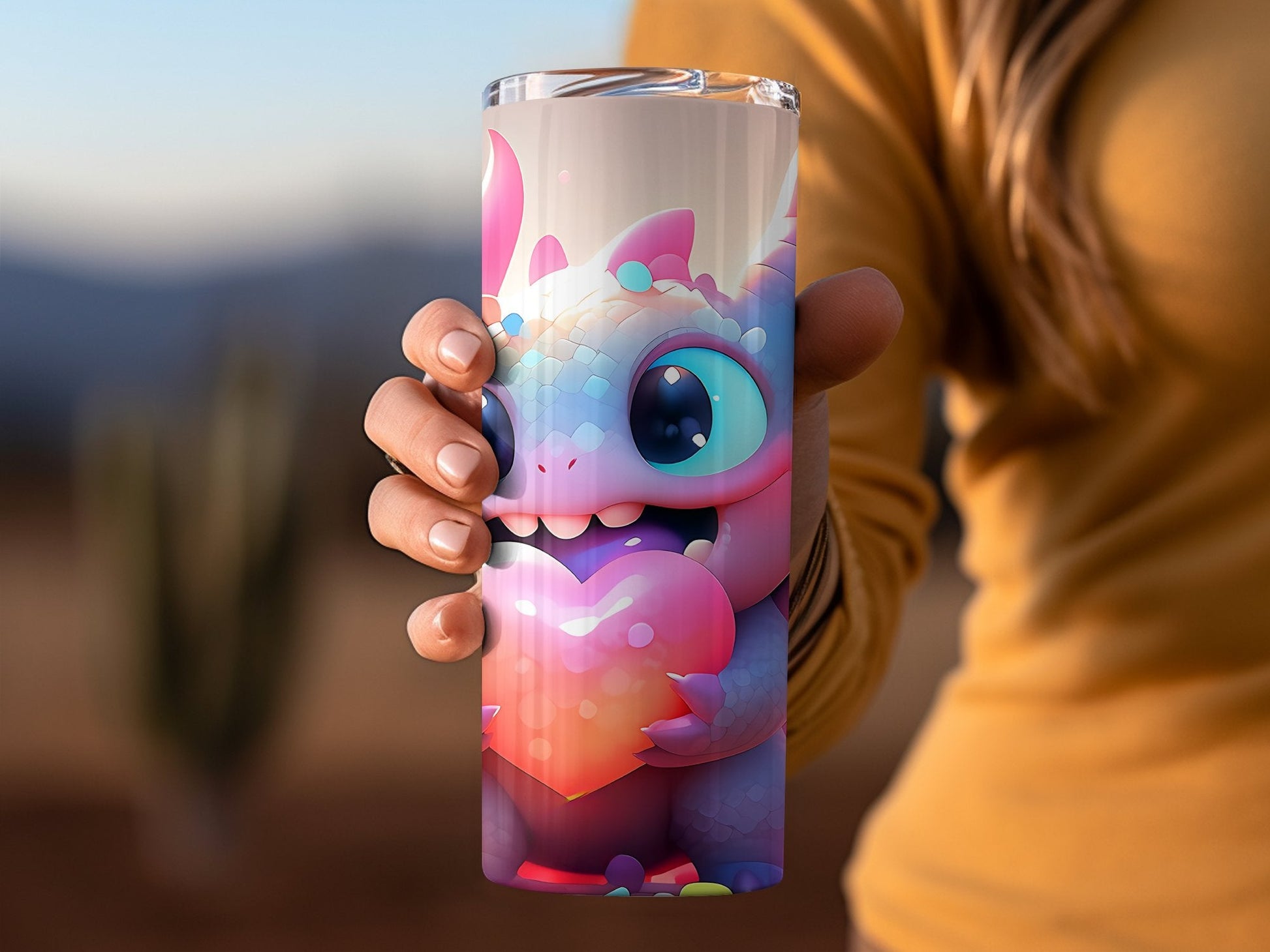 Cute monster holding heart tumbler wrap 20oz skinny tumbler - Premium tumbler from MyDesigns - Just $26.95! Shop now at Lees Krazy Teez