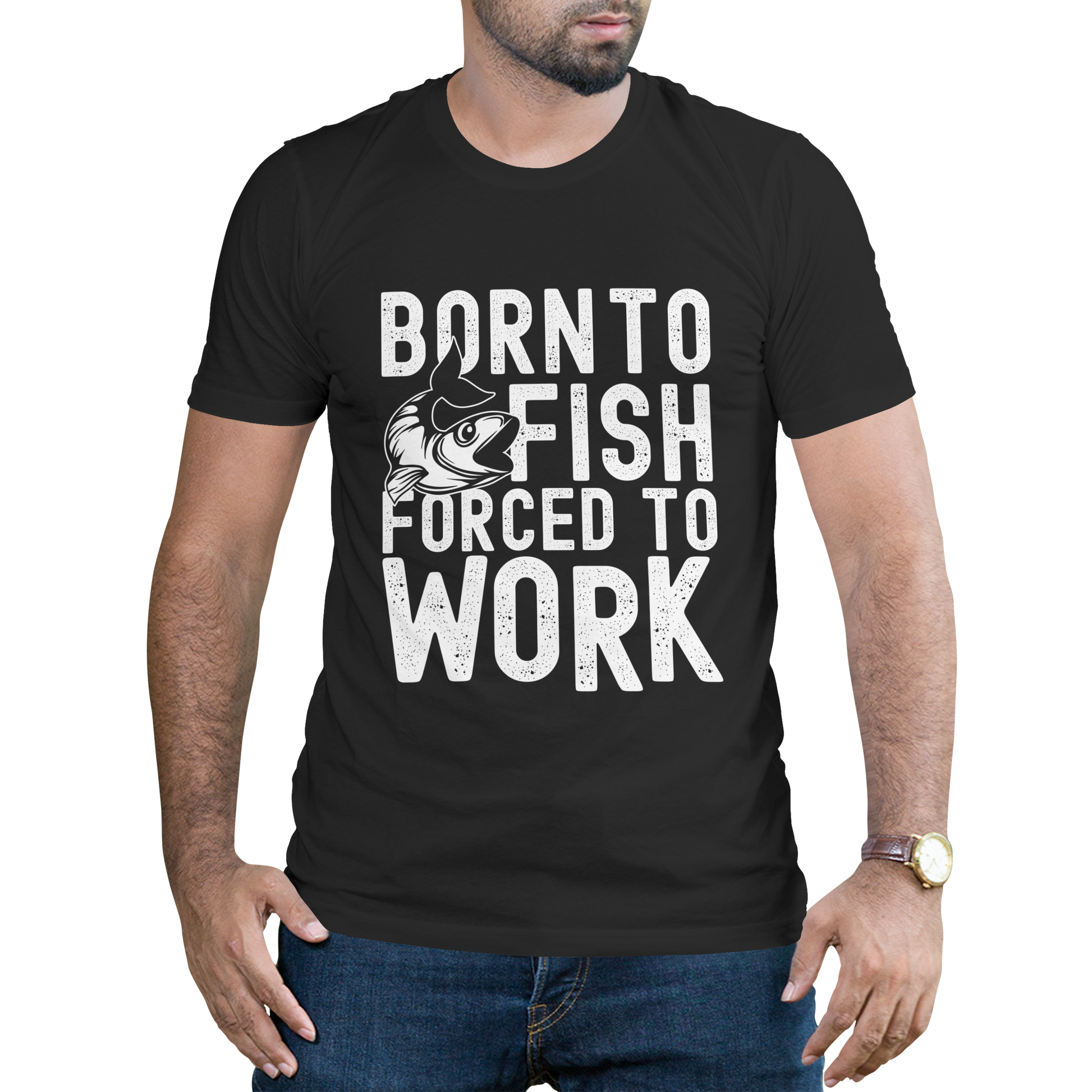 Born to fish forced to work Men's fishing t-shirt - Premium t-shirt from MyDesigns - Just $19.95! Shop now at Lees Krazy Teez