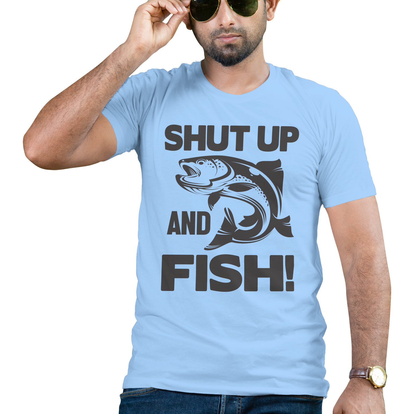 Shut up and fish fishing t-shirt - Premium t-shirt from MyDesigns - Just $19.95! Shop now at Lees Krazy Teez