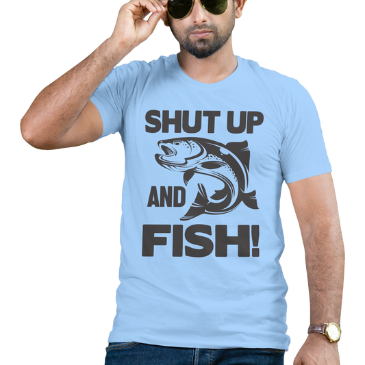 Shut up and fish fishing t-shirt - Premium t-shirt from MyDesigns - Just $19.95! Shop now at Lees Krazy Teez