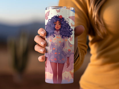 Woman under the moon with butterflies tumbler - Premium tumbler from MyDesigns - Just $29.95! Shop now at Lees Krazy Teez