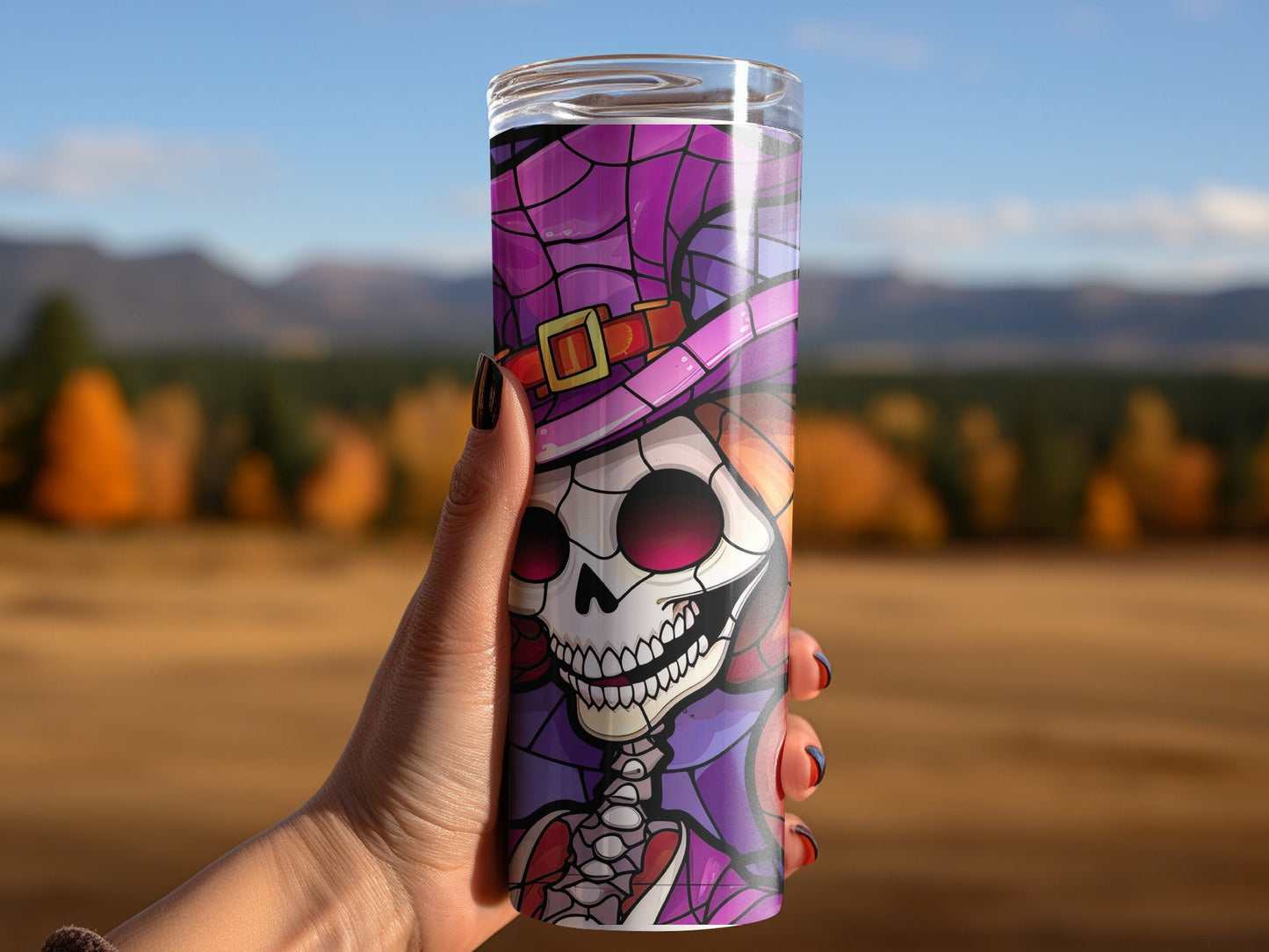 Halloween skull witch mom 20oz skinny tumbler - Premium tumbler from MyDesigns - Just $26.95! Shop now at Lees Krazy Teez