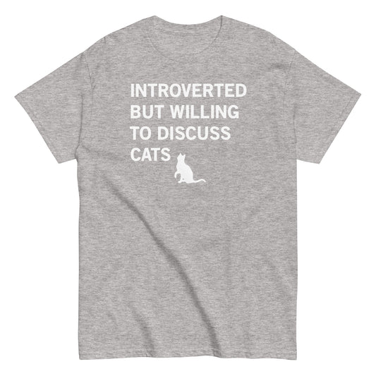 Introverted but willing to discuss cats t-shirt - Premium t-shirt from MyDesigns - Just $19.95! Shop now at Lees Krazy Teez