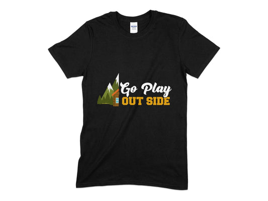 Go play outside hiking Mens unisex t-shirt - Premium t-shirt from MyDesigns - Just $19.95! Shop now at Lees Krazy Teez