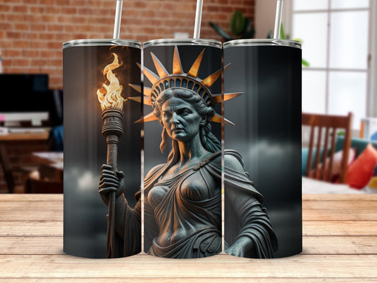 3d statue of Liberty 20oz Skinny tumbler wrap skinny tumbler - Premium tumbler from MyDesigns - Just $29.95! Shop now at Lees Krazy Teez