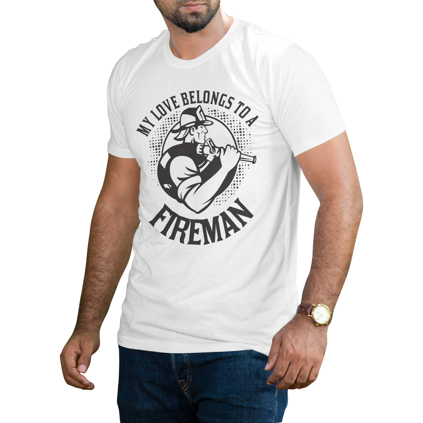 My love belong fireman t-shirt - Premium t-shirt from MyDesigns - Just $19.95! Shop now at Lees Krazy Teez