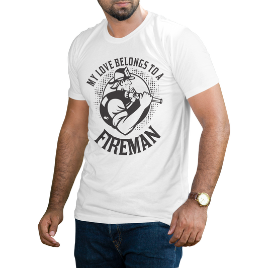 My love belong fireman t-shirt - Premium t-shirt from MyDesigns - Just $19.95! Shop now at Lees Krazy Teez