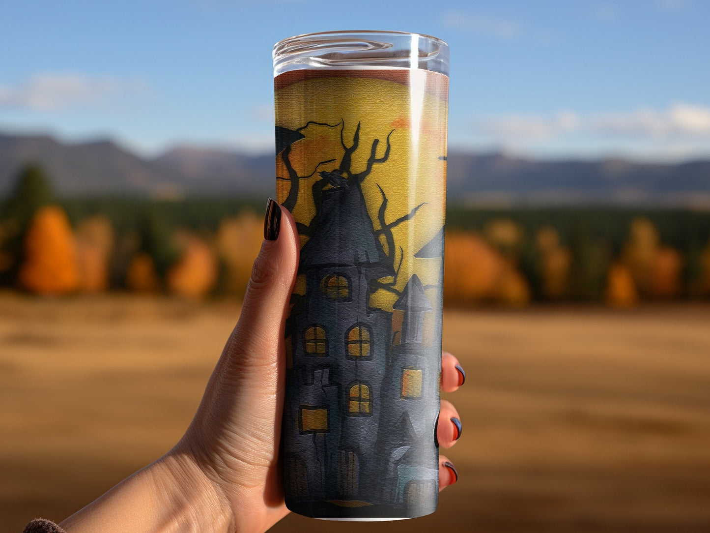 Haunted house 20oz tumbler 20oz skinny tumbler - Premium tumbler from MyDesigns - Just $26.95! Shop now at Lees Krazy Teez