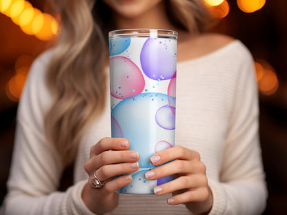 3d unique Summer blue Bubble Glitter 20oz skinny tumbler - Premium tumbler from MyDesigns - Just $29.95! Shop now at Lees Krazy Teez