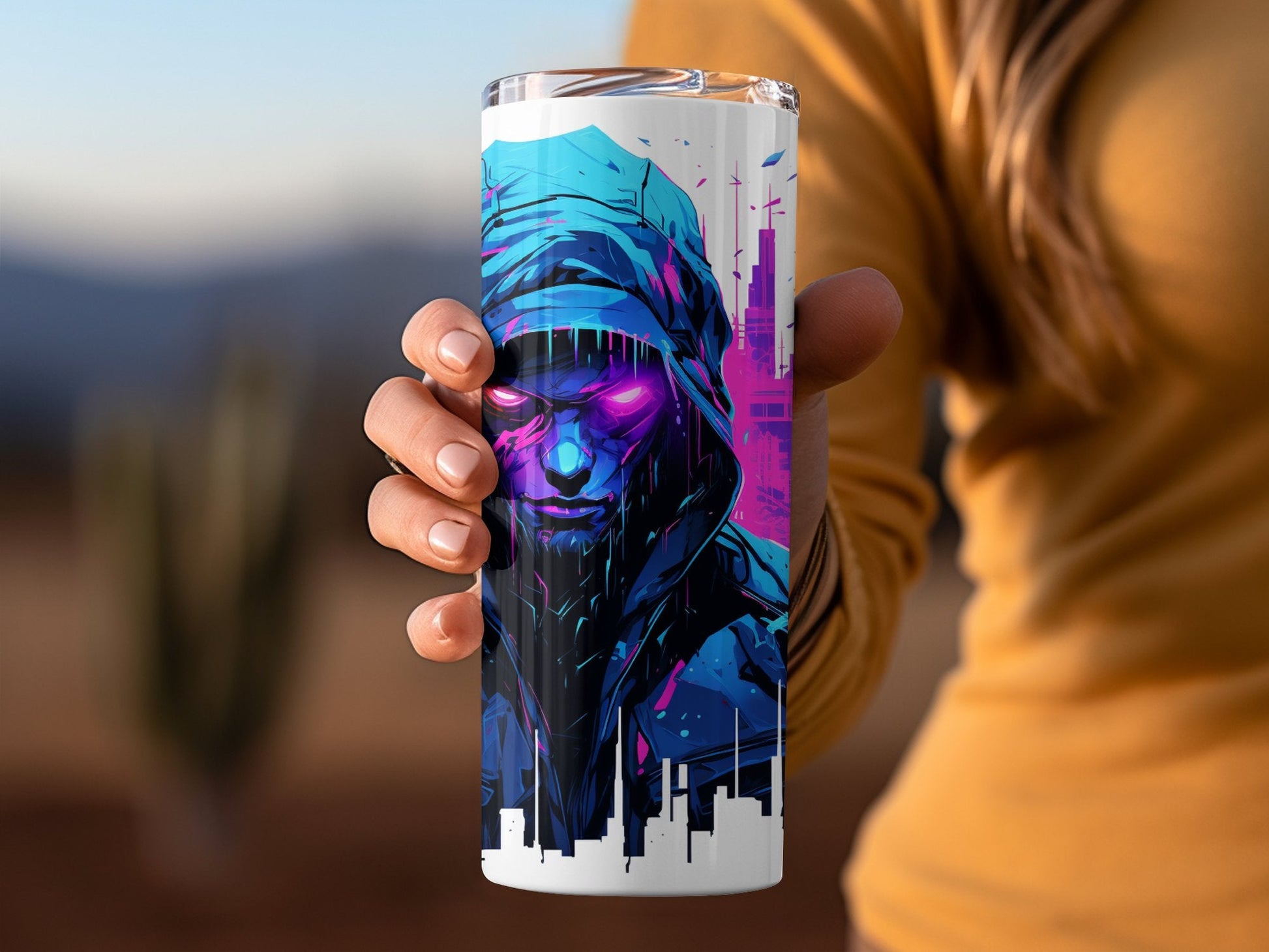 Neon cyberpunk 3d 20oz skinny tumbler - Premium tumbler from MyDesigns - Just $29.95! Shop now at Lees Krazy Teez