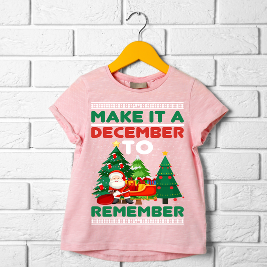 Make it a december to remember girls Christmas t-shirt - Premium t-shirt from MyDesigns - Just $19.95! Shop now at Lees Krazy Teez