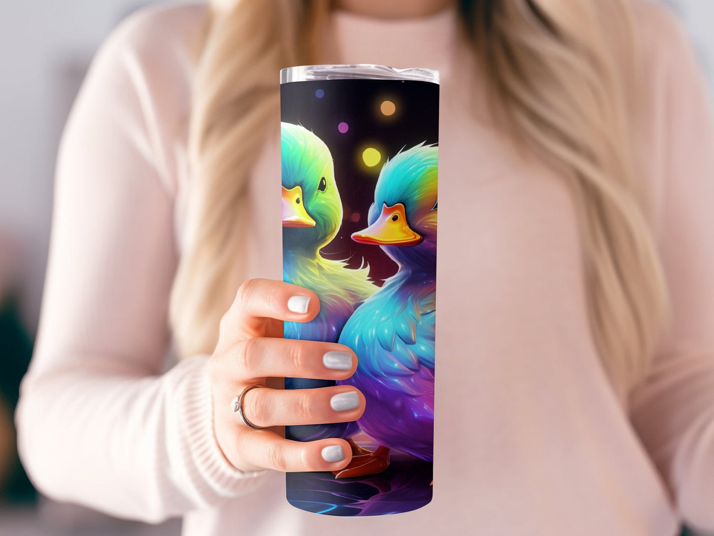 Neon Colorful Cute Ducks 20 Oz skinny tumbler - Premium tumbler from MyDesigns - Just $29.95! Shop now at Lees Krazy Teez