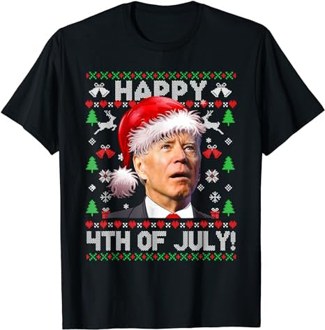 Merry Christmas Funny Joe Biden Happy 4th of July Ugly Xmas T-Shirt - Premium t-shirt from Lees Krazy Teez - Just $19.95! Shop now at Lees Krazy Teez