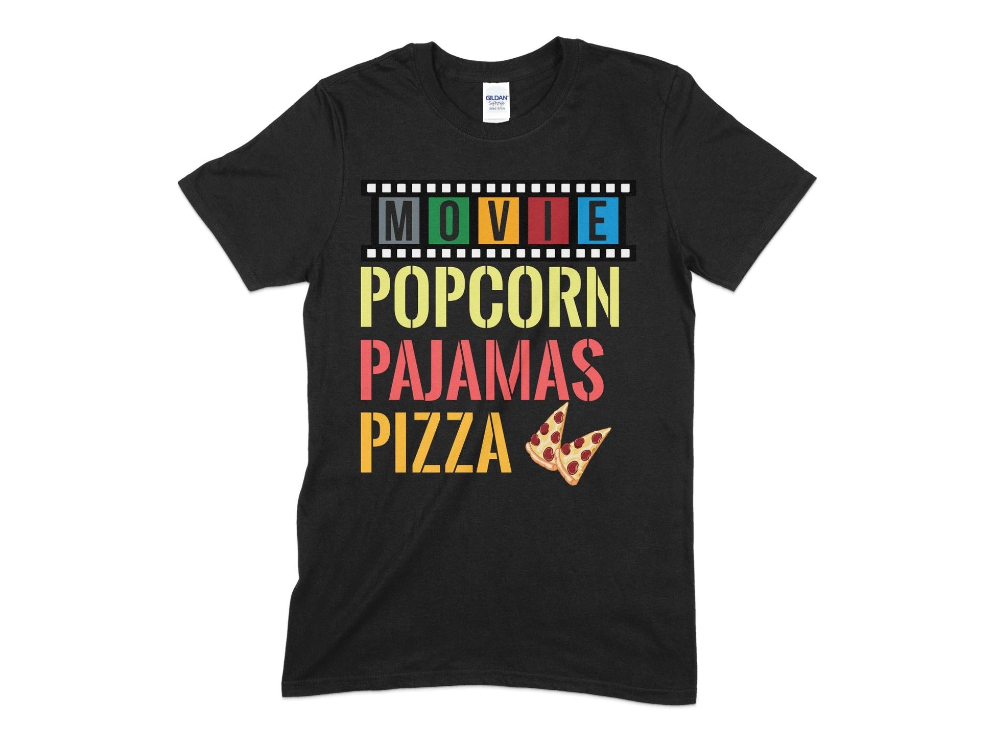 Movie popcorn pajamas pizza t-shirt - Premium t-shirt from MyDesigns - Just $19.95! Shop now at Lees Krazy Teez