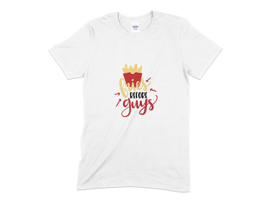 Fries before guys womens t-shirt - Premium t-shirt from MyDesigns - Just $19.95! Shop now at Lees Krazy Teez