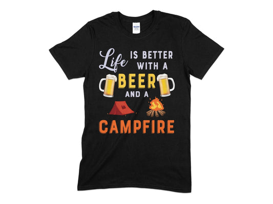 Life is better with a beer and a campfire hiking t-shirt - Premium t-shirt from MyDesigns - Just $19.95! Shop now at Lees Krazy Teez