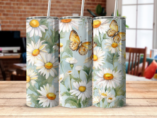 3d Summer sunflower butterflies Flowers Tumbler 20oz tumbler - Premium tumbler from MyDesigns - Just $26.95! Shop now at Lees Krazy Teez