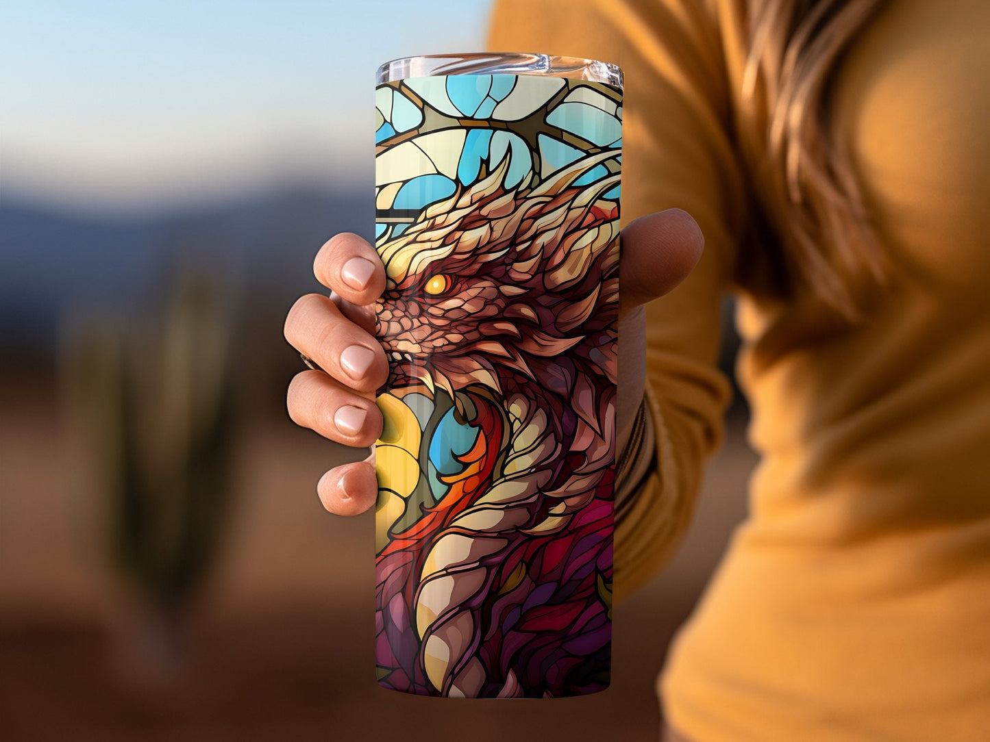 stained glass orange dragon 20oz skinny sublimation tumbler - Premium tumbler from MyDesigns - Just $29.95! Shop now at Lees Krazy Teez