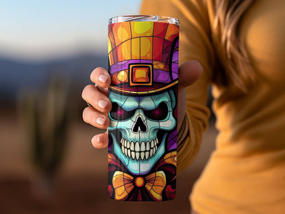 3d skull in a magic hat funny Halloween tumbler - Premium tumbler from MyDesigns - Just $29.95! Shop now at Lees Krazy Teez