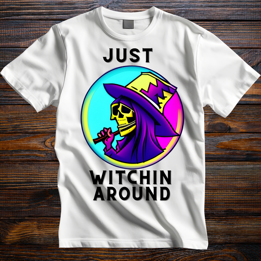 Funny Halloween witch t-shirt gift idea - Just witchin around Women's shirt - Premium t-shirt from Lees Krazy Teez - Just $19.95! Shop now at Lees Krazy Teez