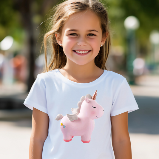 Pink fluffy unicorn great gift idea for girls - Youth girl t-shirt - Premium t-shirt from Lees Krazy Teez - Shop now at Lees Krazy Teez