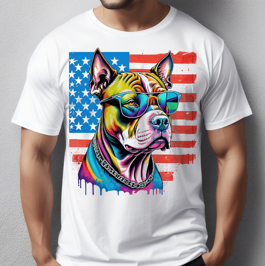 Pitbull dog U.S.A Flag splash art Men's t-shirt - Premium t-shirt from Lees Krazy Teez - Just $19.95! Shop now at Lees Krazy Teez