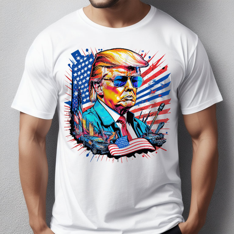 Donald Trump American flag splash art Men's veteran Dad t-shirt - Premium t-shirt from Lees Krazy Teez - Just $16.95! Shop now at Lees Krazy Teez