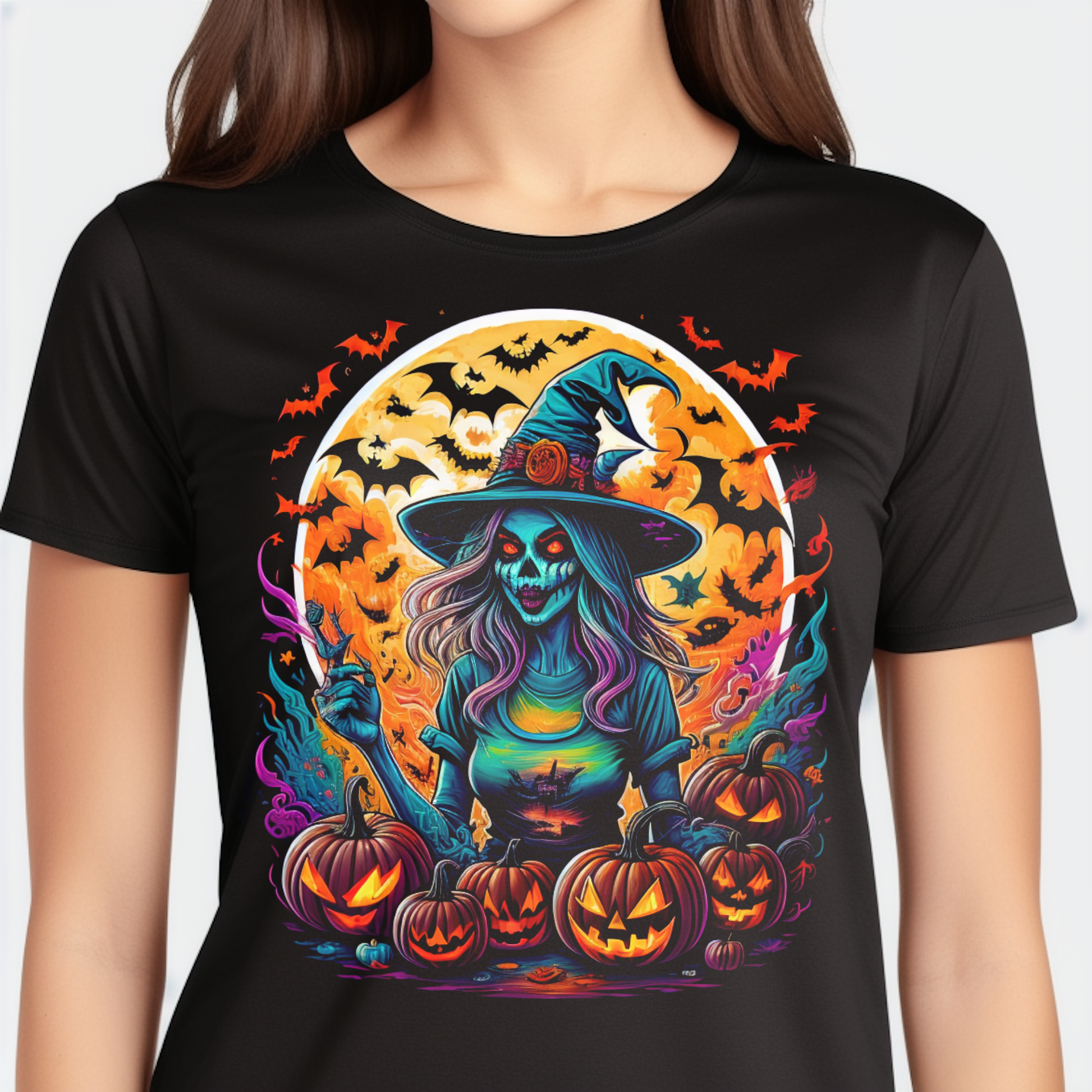 Wicked witch Scary Halloween Jack o Lantern vector style Women's t-shirt - Premium t-shirt from Lees Krazy Teez - Just $19.95! Shop now at Lees Krazy Teez