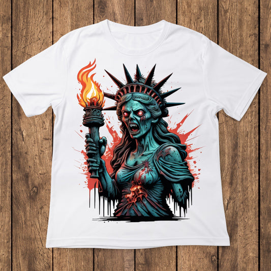 zombie lady statue of liberty horror t-shirt - Premium t-shirt from Lees Krazy Teez - Just $19.95! Shop now at Lees Krazy Teez